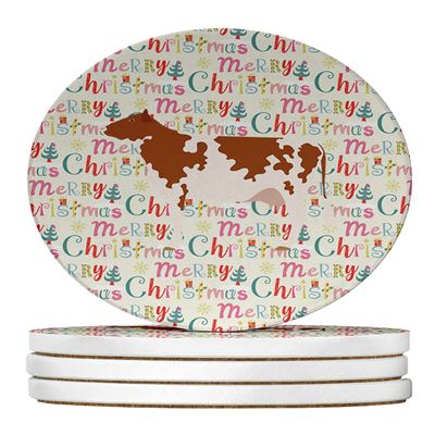 Ayrshire Cow Christmas Large Sandstone Coasters Pack of 4