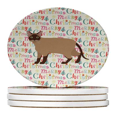 Burmese Cat Christmas Large Sandstone Coasters Pack of 4