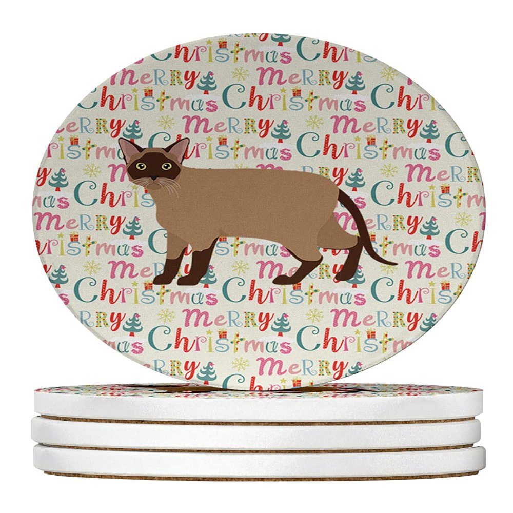 Burmese Cat Christmas Large Sandstone Coasters Pack of 4