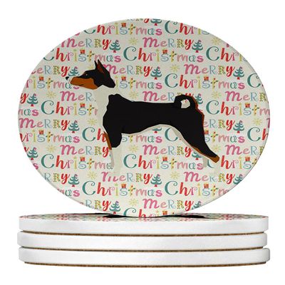 Basenji Merry Christmas Large Sandstone Coasters Pack of 4