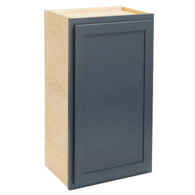 Quicklock RTA (Ready-to-Assemble) 30" Tall Wall Kitchen Cabinets - Shaker Style | 100% Hardwood | Made in America | Soft Close Hardware (Needlepoint Navy, 12" D x 18" W x 30" H)