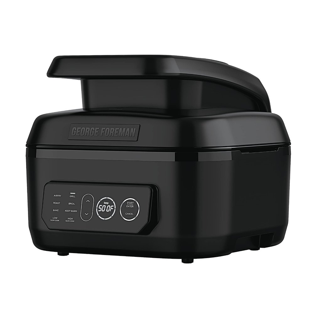 George Foreman Beyond Grill 7-in-1 Electric Indoor Grill with Air Fry Technology, MCAFD800D, Black, Large