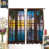 Landscape Curtains,Natural Scenery Rustic Window Curtains,Forest Lake Sunset Print Bedroom Living Room Home Decoration 42x45 Inch view 3