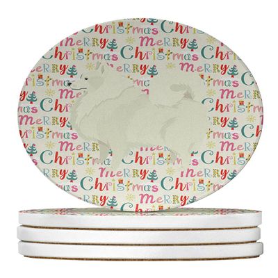 Spitz Merry Christmas Large Sandstone Coasters Pack of 4