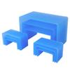 cBox CuteBox 9 Piece Frosted Blue Acrylic Riser Set for Collectibles, Figures, Figurines, Jewelry Display, Baked Goods, Retail Use, Merchandise, Storage, Organization view 3