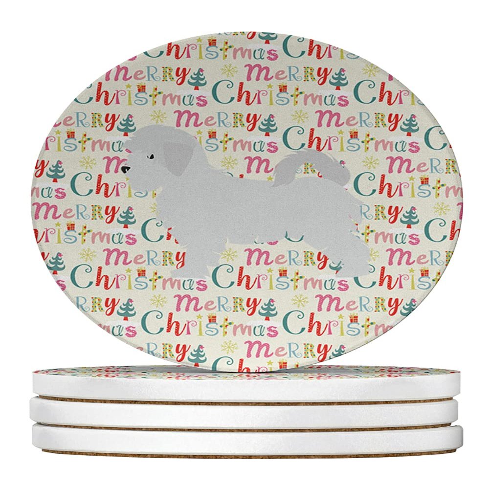 Maltese Merry Christmas Large Sandstone Coasters Pack of 4