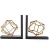 Deco 79 Stainless Steel Metal Geometric Decorative Bookends Overlapping Cube Non Skid Bookends with Black Bases, Set of 2 Office Bookends8"W, 8"H, Gold view 1