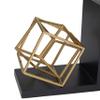 Deco 79 Stainless Steel Metal Geometric Decorative Bookends Overlapping Cube Non Skid Bookends with Black Bases, Set of 2 Office Bookends8"W, 8"H, Gold view 2