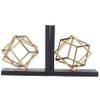 Deco 79 Stainless Steel Metal Geometric Decorative Bookends Overlapping Cube Non Skid Bookends with Black Bases, Set of 2 Office Bookends8"W, 8"H, Gold view 3