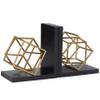 Deco 79 Stainless Steel Metal Geometric Decorative Bookends Overlapping Cube Non Skid Bookends with Black Bases, Set of 2 Office Bookends8"W, 8"H, Gold view 4