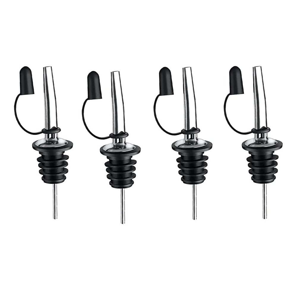 12 Pack Stainless Steel Liquor Bottle Pourers with Siamese Rubber Dust Caps bottle spout and Liquor Pourers