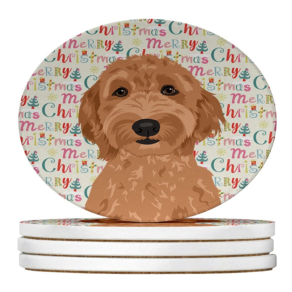 Doodle Liver #3 Christmas Large Sandstone Coasters Pack of 4