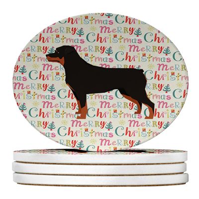 Rottweiler Merry Christmas Large Sandstone Coasters Pack of 4
