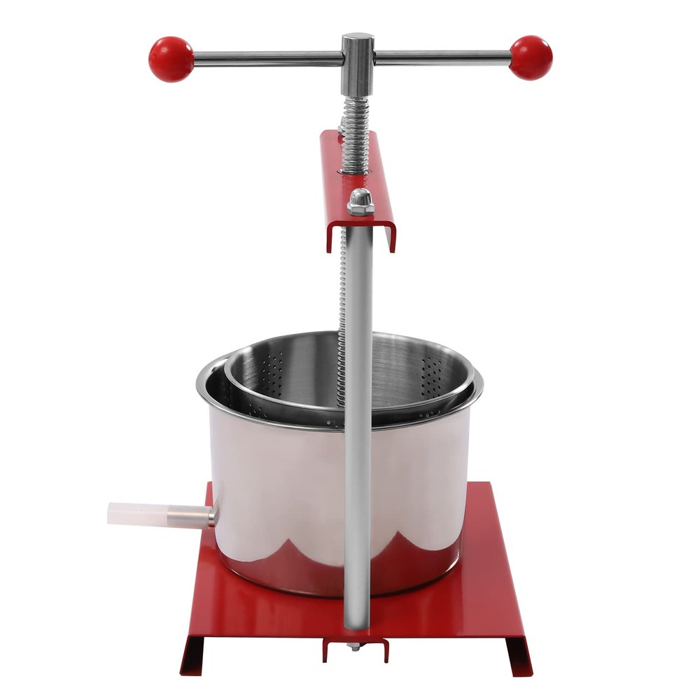 6L Fruit Press- New Version Larger 304 Stainless Steel Pressing Plate Fruit Crusher for Cider, Wine, Grape, Apple Press, For Apple Cider, Wine and Juice Making (6L)