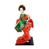 AAPIE Green and Red Japanese Geisha Figurine Oriental Doll Traditional Japanese Kimono Doll for Home Office view 1