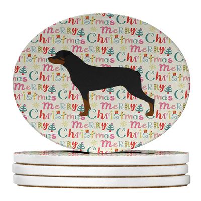 Rottweiler Merry Christmas Large Sandstone Coasters Pack of 4