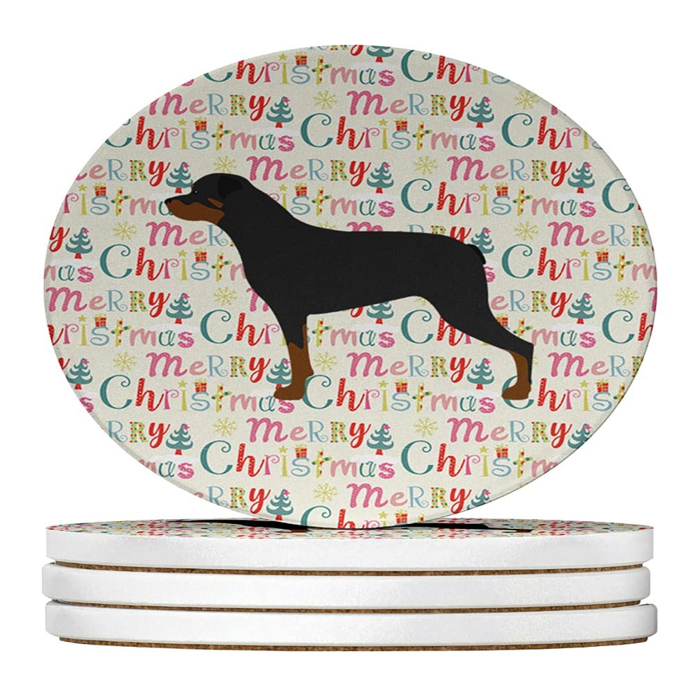 Rottweiler Merry Christmas Large Sandstone Coasters Pack of 4