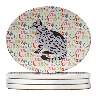 Serengeti Cat Christmas Large Sandstone Coasters Pack of 4