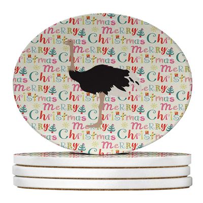 Common Ostrich Christmas Large Sandstone Coasters Pack of 4