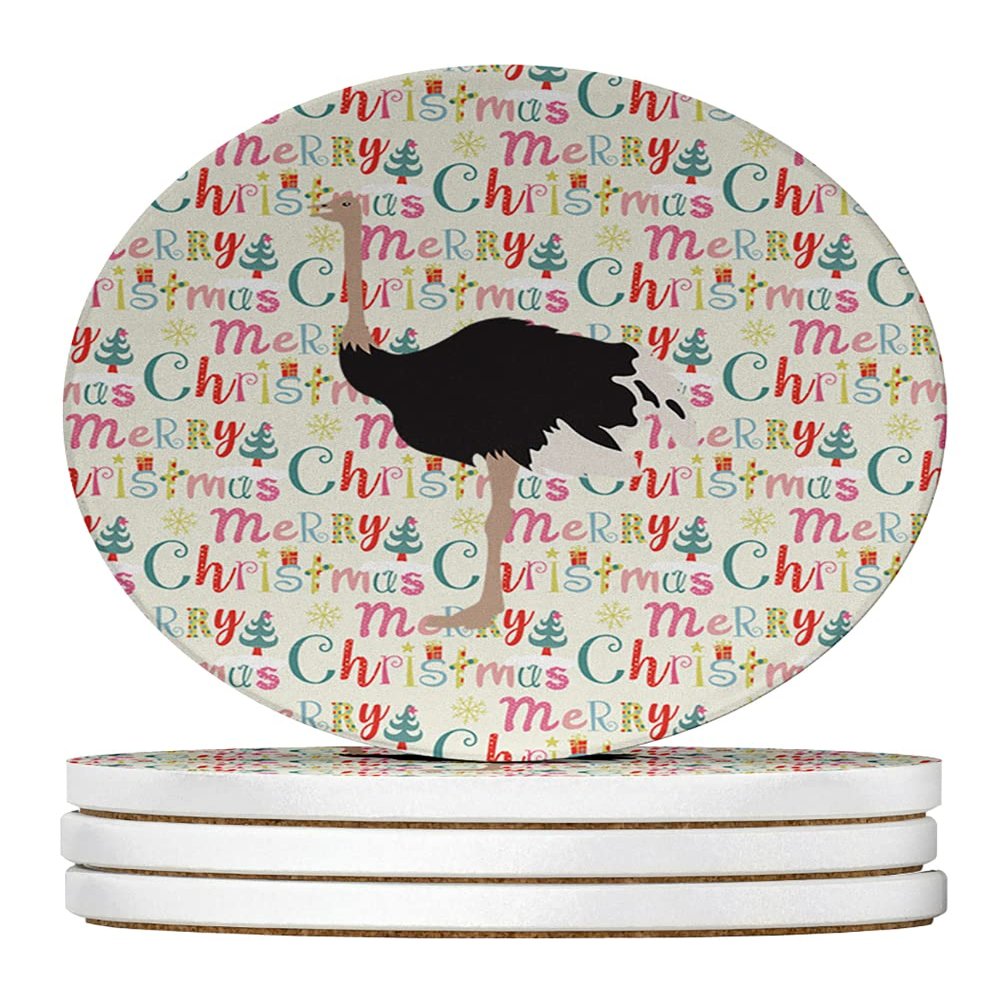 Common Ostrich Christmas Large Sandstone Coasters Pack of 4