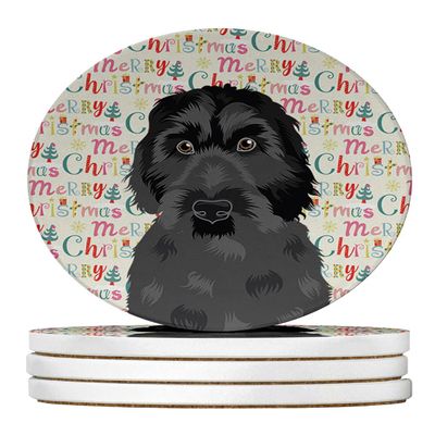 Doodle Black #3 Christmas Large Sandstone Coasters Pack of 4
