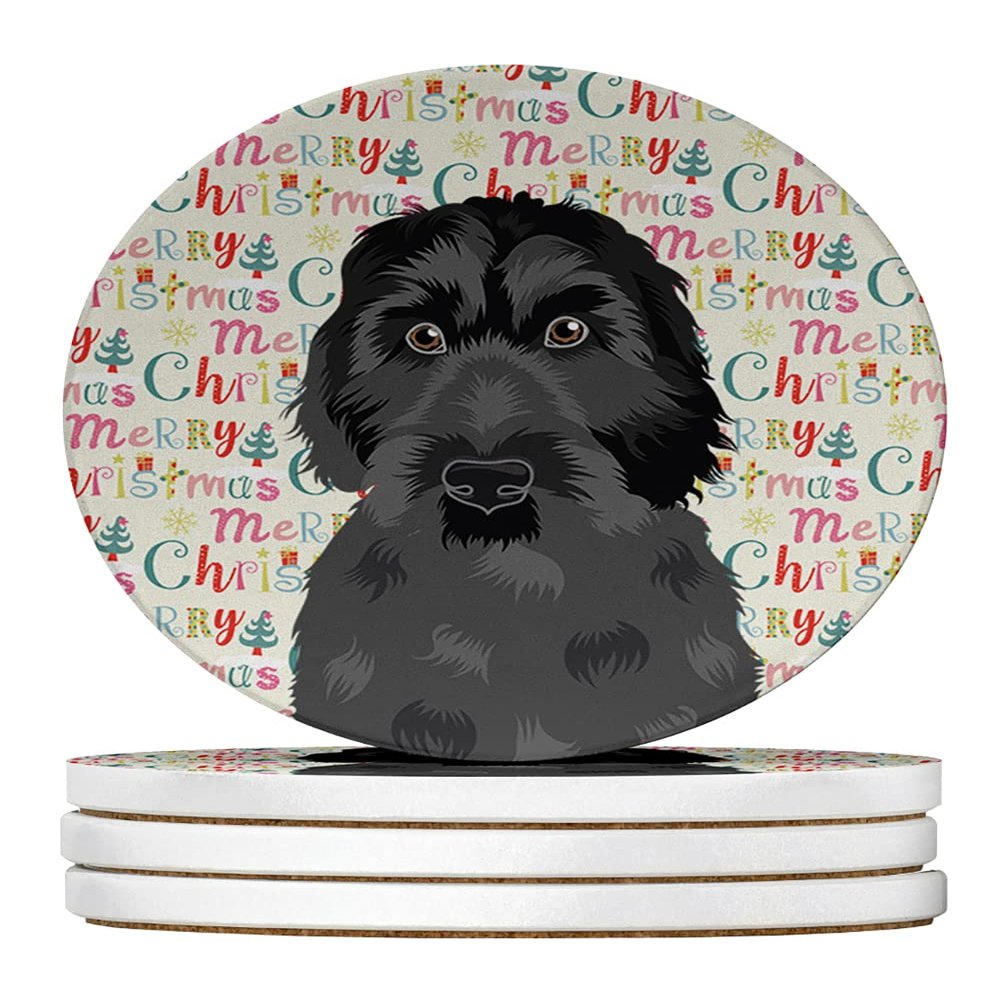 Doodle Black #3 Christmas Large Sandstone Coasters Pack of 4