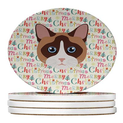 Snowshoe Cat Christmas Large Sandstone Coasters Pack of 4