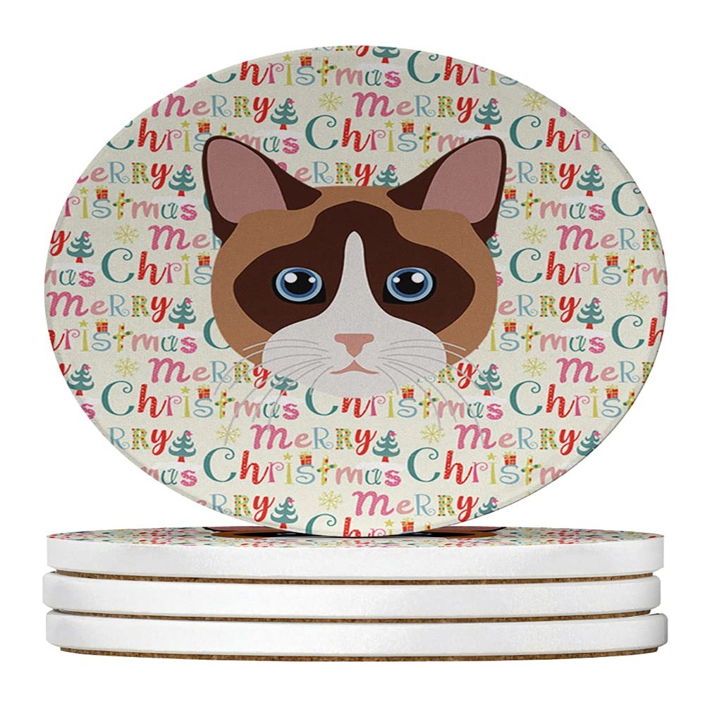 Snowshoe Cat Christmas Large Sandstone Coasters Pack of 4