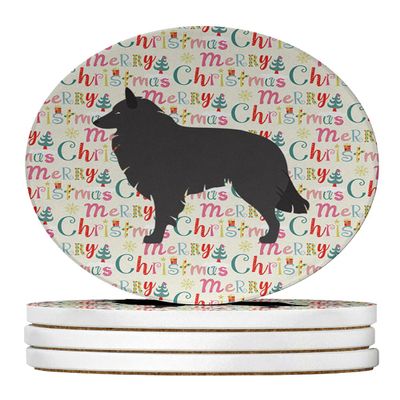 Groenendael Belgian Shepherd Large Sandstone Coasters Pack of 4