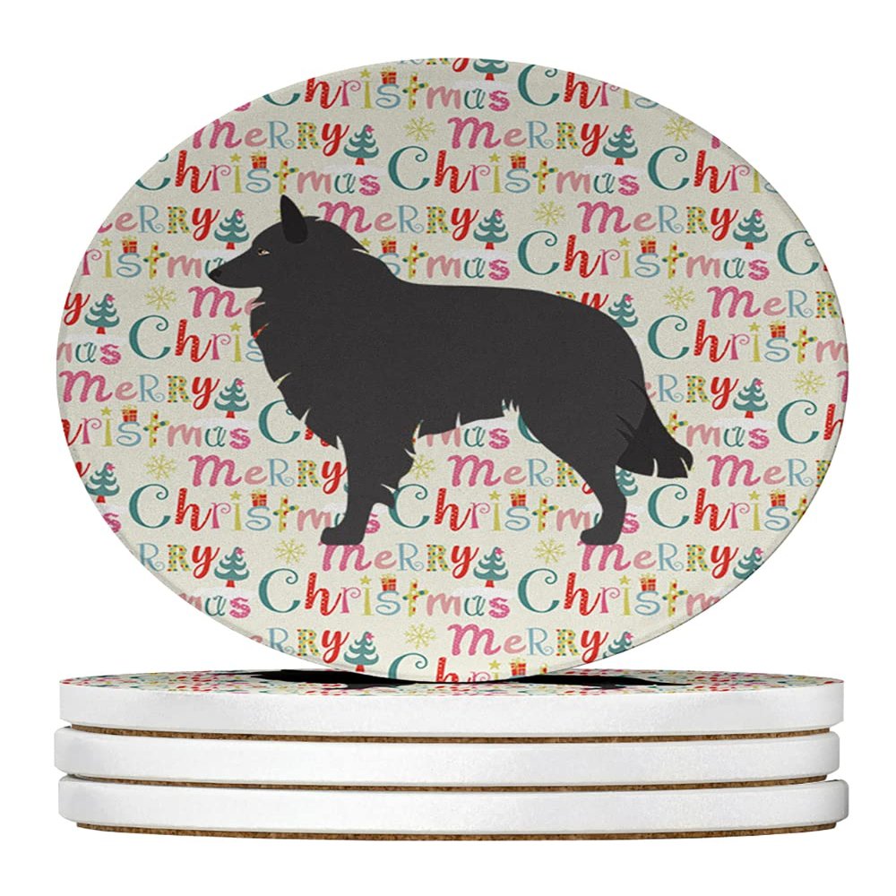 Groenendael Belgian Shepherd Large Sandstone Coasters Pack of 4