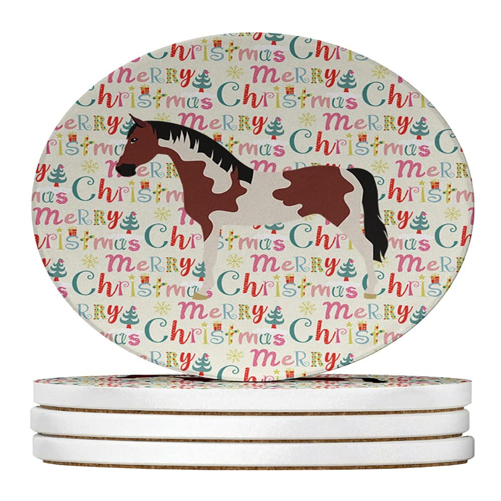 Pinto Horse Christmas Large Sandstone Coasters Pack of 4