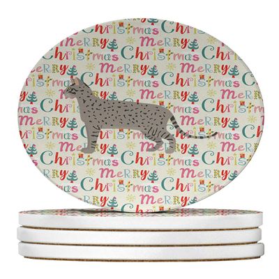 Safari #2 Cat Christmas Large Sandstone Coasters Pack of 4