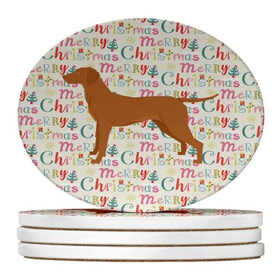 Vizsla Merry Christmas Large Sandstone Coasters Pack of 4