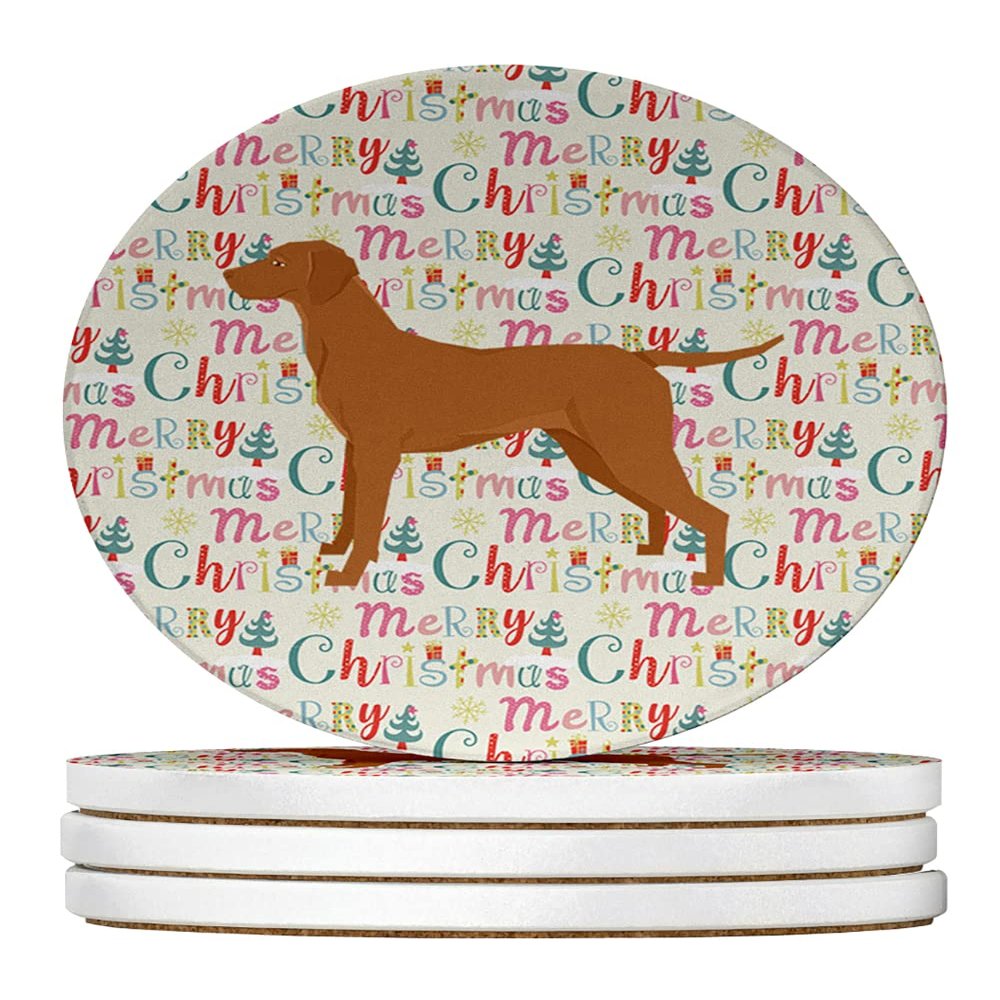 Vizsla Merry Christmas Large Sandstone Coasters Pack of 4