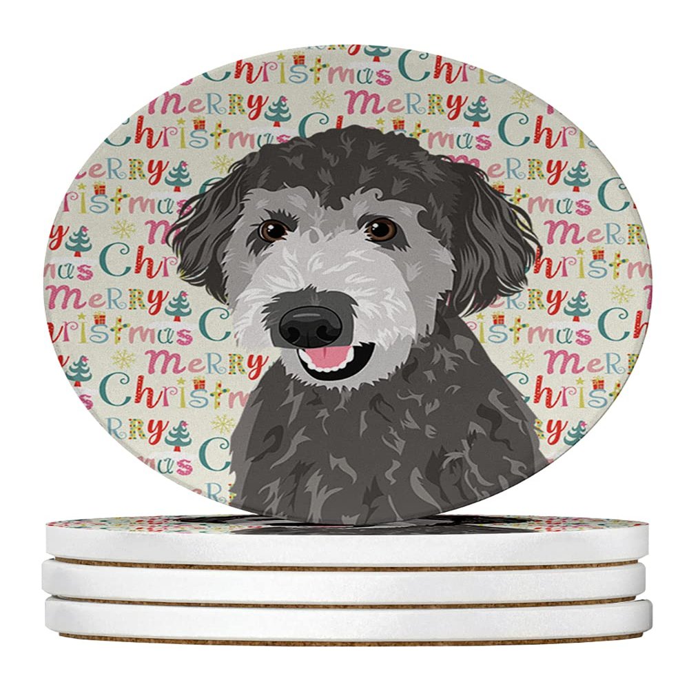 Doodle Silver #2 Christmas Large Sandstone Coasters Pack of 4
