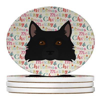 Schipperke Merry Christmas Large Sandstone Coasters Pack of 4