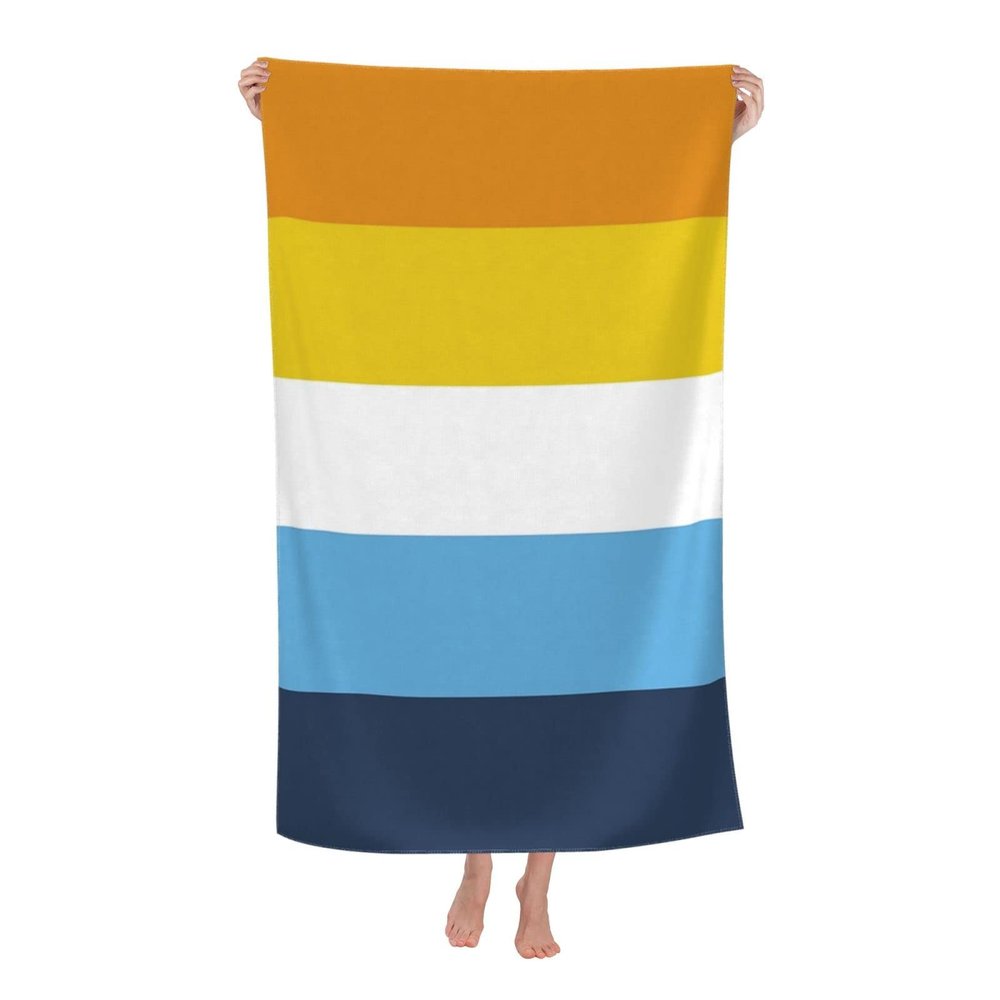 BZAXXQI Orange Blue Aroace Flag Bath Towels,Pride Beach Towel Quick Dry Bath Towels Soft Bath Towel for Swimming Camping Hotel Sports Bathroom