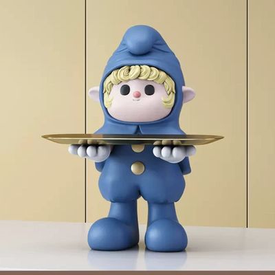 YCKEGEW Jewelry Tray Storage Key Holder Candy Jewelry Earrings Tray Elf Villain Statue Cute Ornament,Serving Tray Home Decor for Coffee Table Entryway Home (Color : Blue, Size : A)