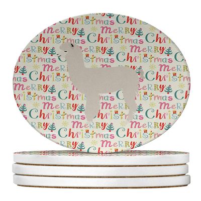 Alpaca Christmas Large Sandstone Coasters Pack of 4