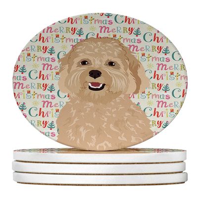 Doodle Fawn #1 Christmas Large Sandstone Coasters Pack of 4