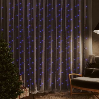 Gecheer LED Curtain Fairy Light, Blue Plastic 9.8x9.8ft with USB Connector, Waterproof Indoor Outdoor Lighting for Living Room Decor