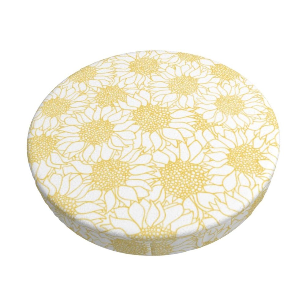 Sunflower Round Bar Stool Covers Elastic Stool Cushion Covers Velvet Stool Vintage Patten Chair Seat Covers Barstool Covers for Dining Room Living Room Bar Spring Summer14 Inch