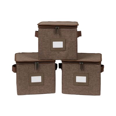 Covermates Keepsakes - Zip-Top Storage Box - Heavy Duty Polyester- Reinforced Handles - Stackable Design - Indoor Storage, Brown Heather