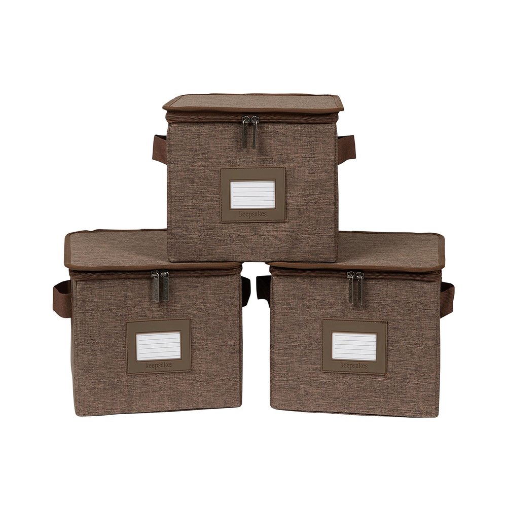 Covermates Keepsakes - Zip-Top Storage Box - Heavy Duty Polyester- Reinforced Handles - Stackable Design - Indoor Storage, Brown Heather