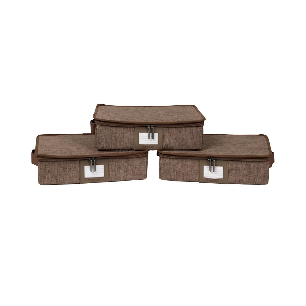 Covermates Keepsakes - Zip-Top Storage Box - Heavy Duty Polyester- Reinforced Handles - Stackable Design - Indoor Storage, Brown Heather