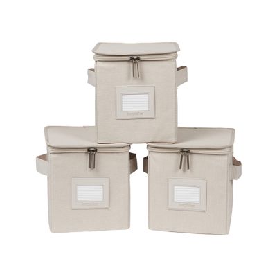 Covermates Keepsakes - Zip-Top Storage Box - Heavy Duty Polyester- Reinforced Handles - Stackable Design - Indoor Storage, Beige Heather