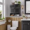 SMIBUY Bathroom Cabinet Wall Mounted, Bamboo Over-The-Toilet Storage Organizer, Space Saver Medicine Cabinet with 2 Door and Adjustable Shelves (Black) view 2