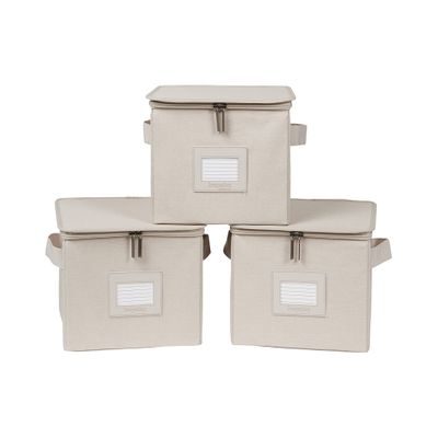 Covermates Keepsakes - Zip-Top Storage Box - Heavy Duty Polyester- Reinforced Handles - Stackable Design - Indoor Storage, Beige Heather