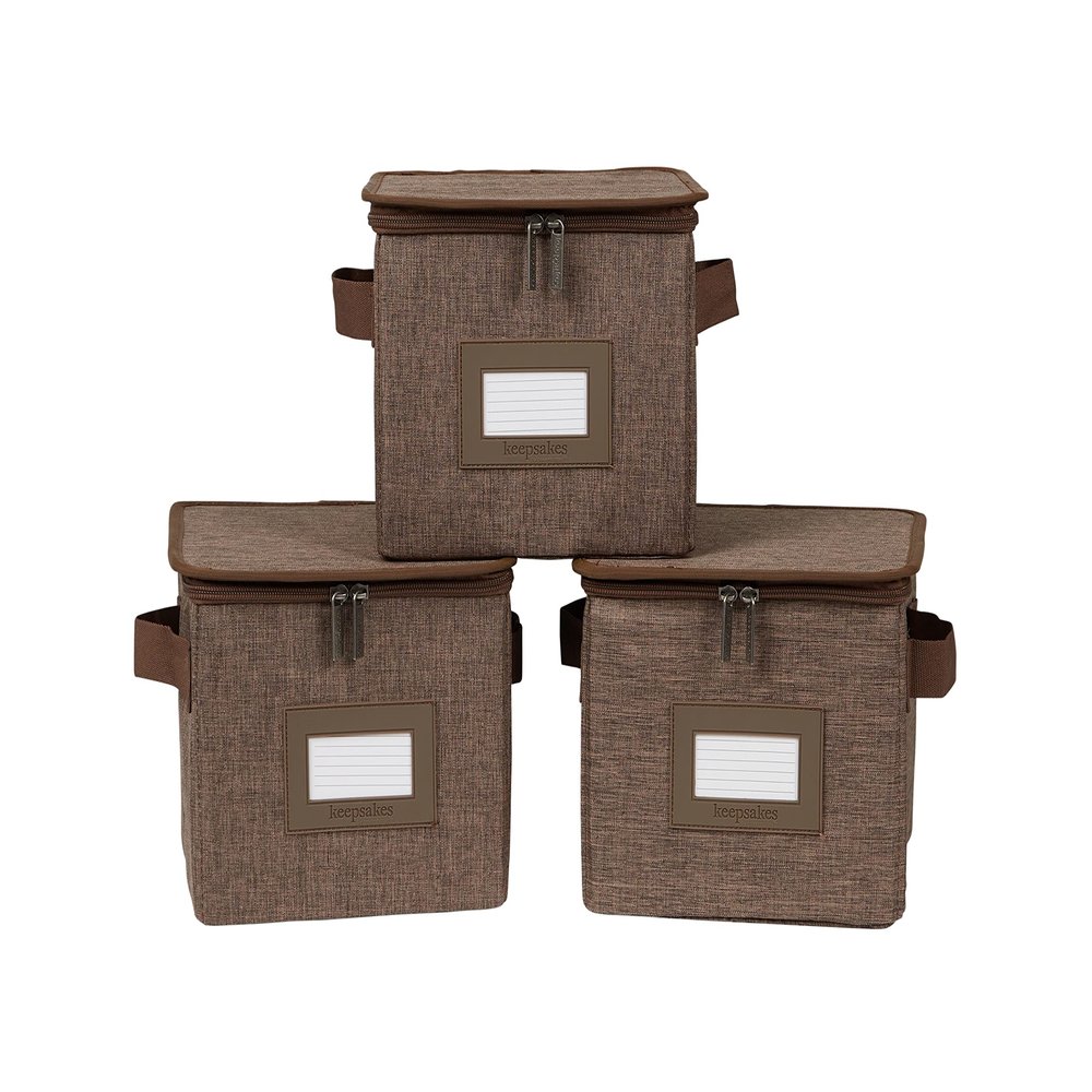 Covermates Keepsakes - Zip-Top Storage Box - Heavy Duty Polyester- Reinforced Handles - Stackable Design - Indoor Storage, Brown Heather