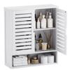 SMIBUY Bathroom Cabinet Wall Mounted, Bamboo Over-The-Toilet Storage Organizer, Space Saver Medicine Cabinet with 2 Door and Adjustable Shelves (White) view 1
